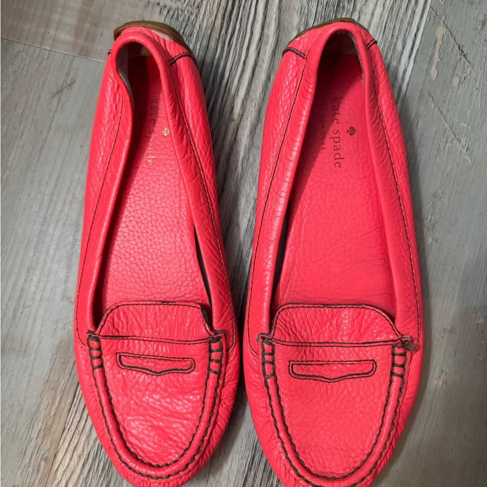 Kate Spade Neon Pink Leather Loafers